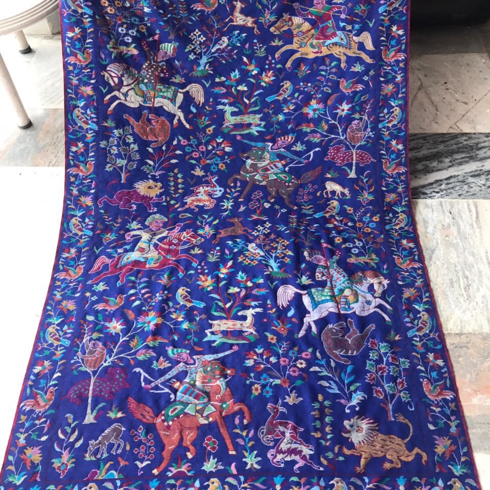 Hand Embroidered Shikargah  Kani scarf/shawl.